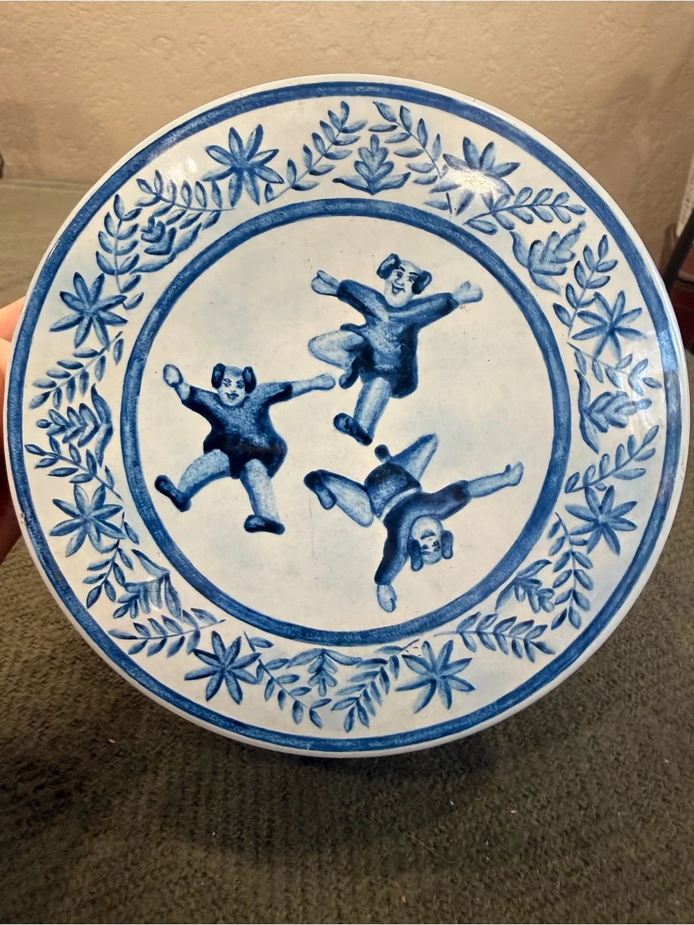 Vintage Blue and White Fricke & Nacke Chinoiserie Tin with Lid and Handle